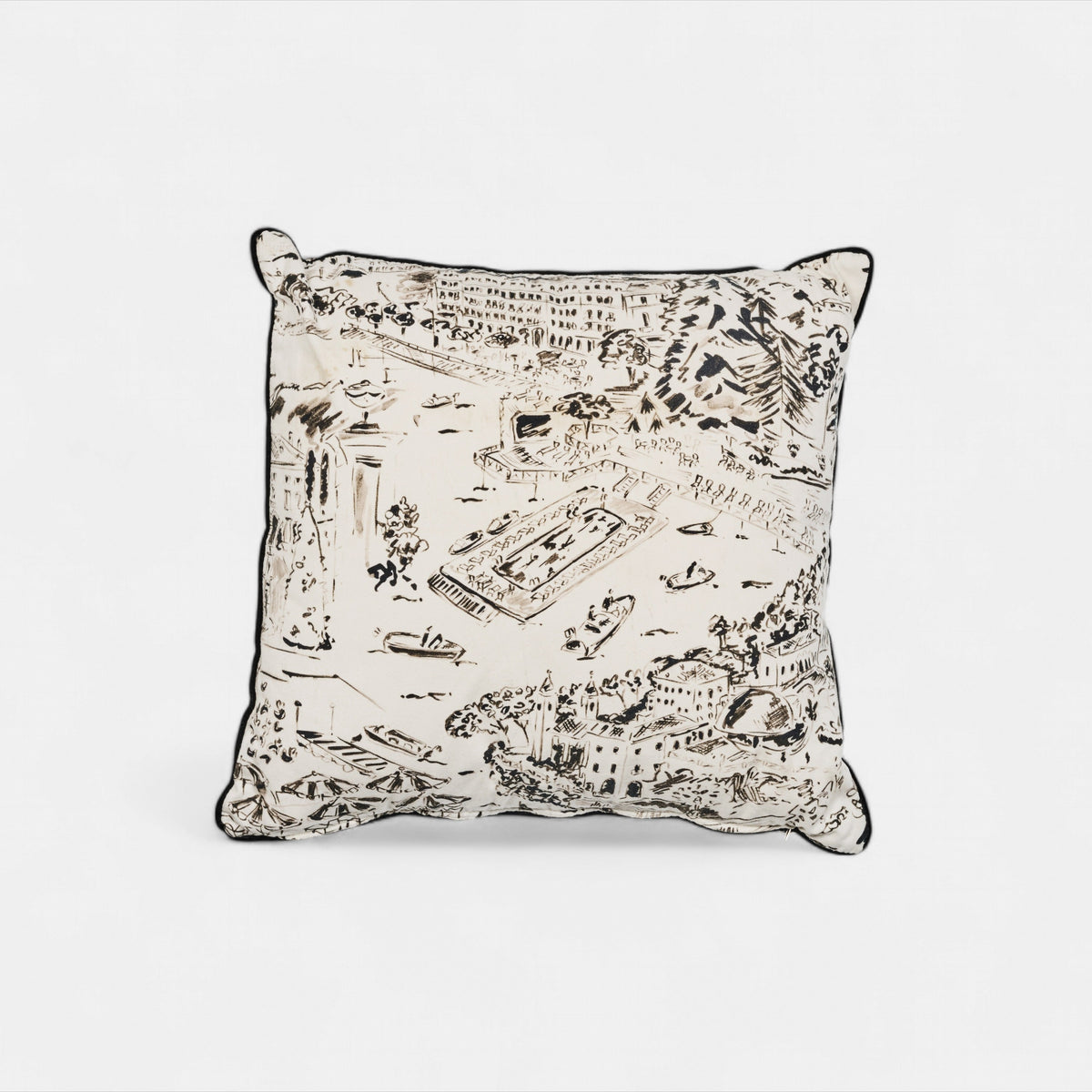 Como Cushion Black - Black rolled hem