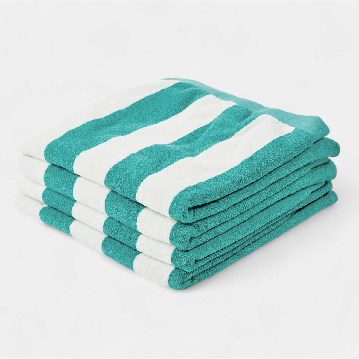 Green/White Striped Beach Towel