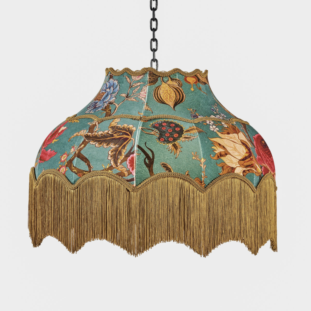 Wide Abat-jour with Floral Fringe Detail