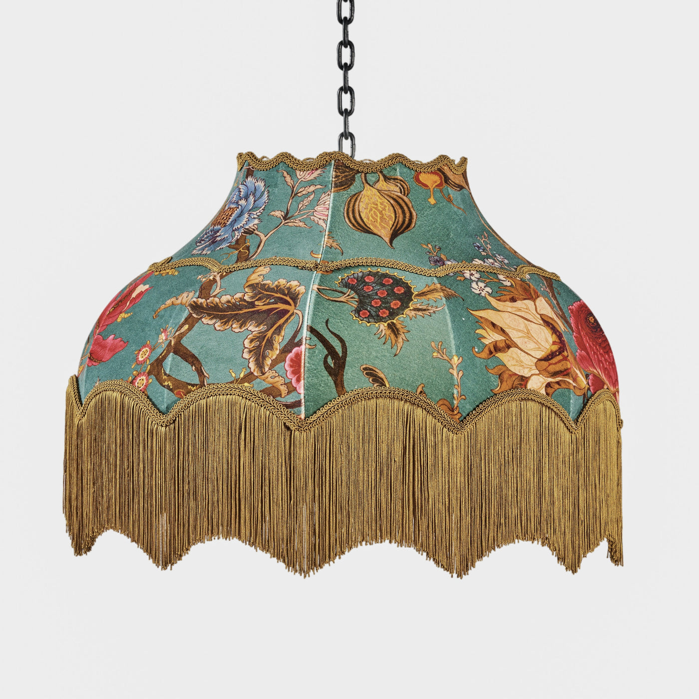 Wide Abat-jour with Floral Fringe Detail