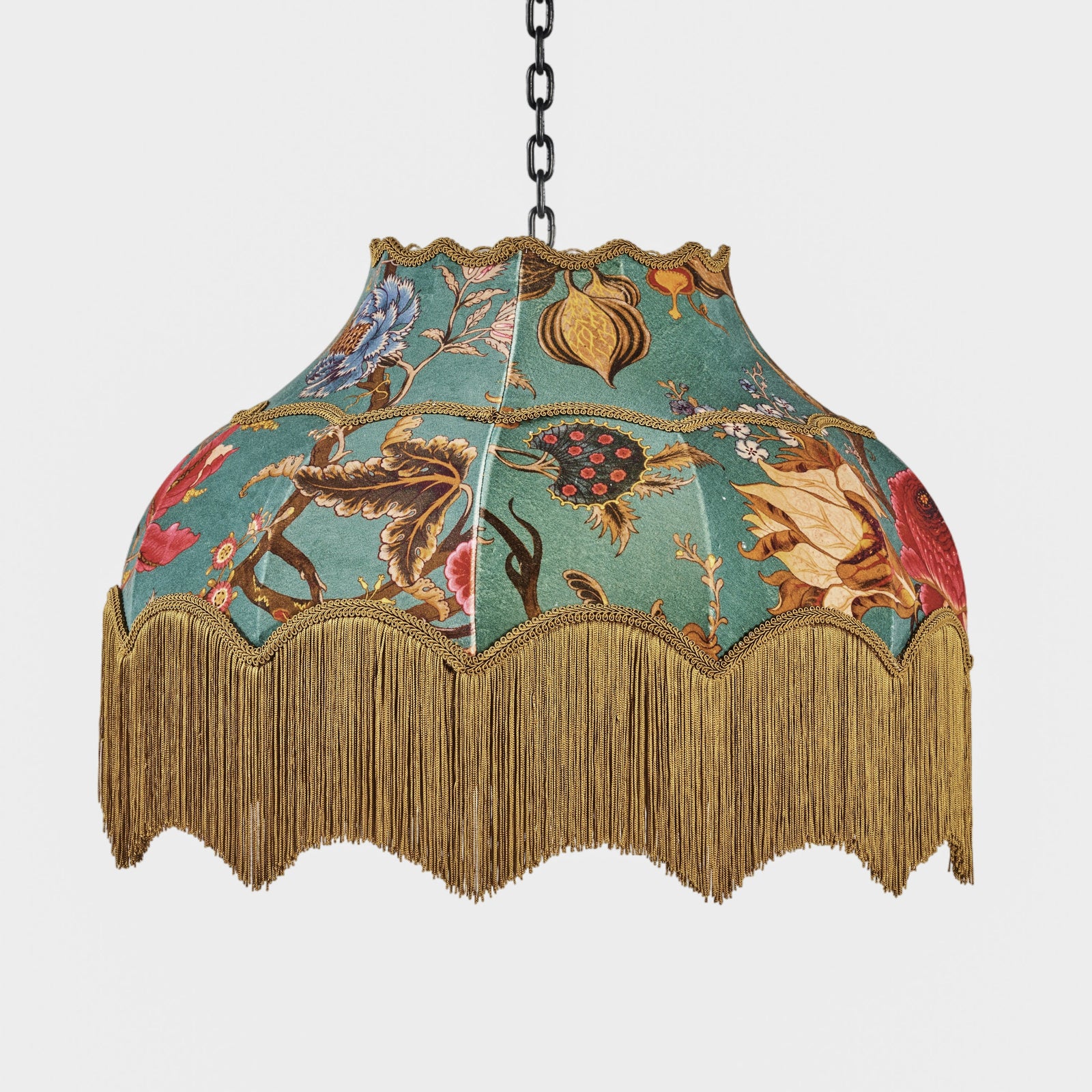 Wide Abat-jour with Floral Fringe Detail