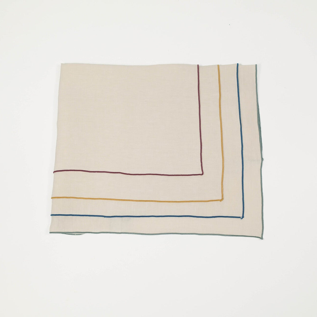 Natural/Multicolour Napkin w/Rolled Hem