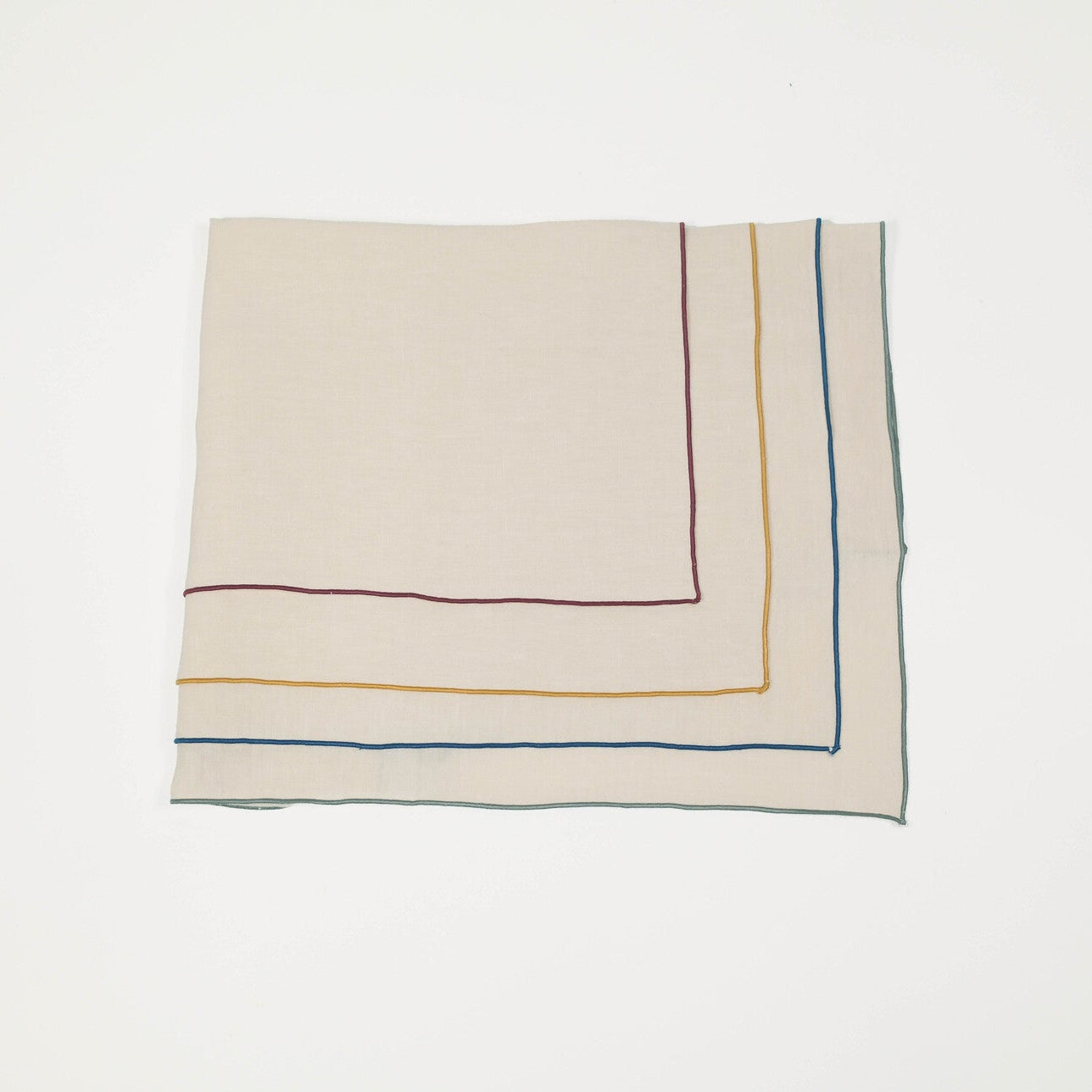 Natural/Multicolour Napkin w/Rolled Hem