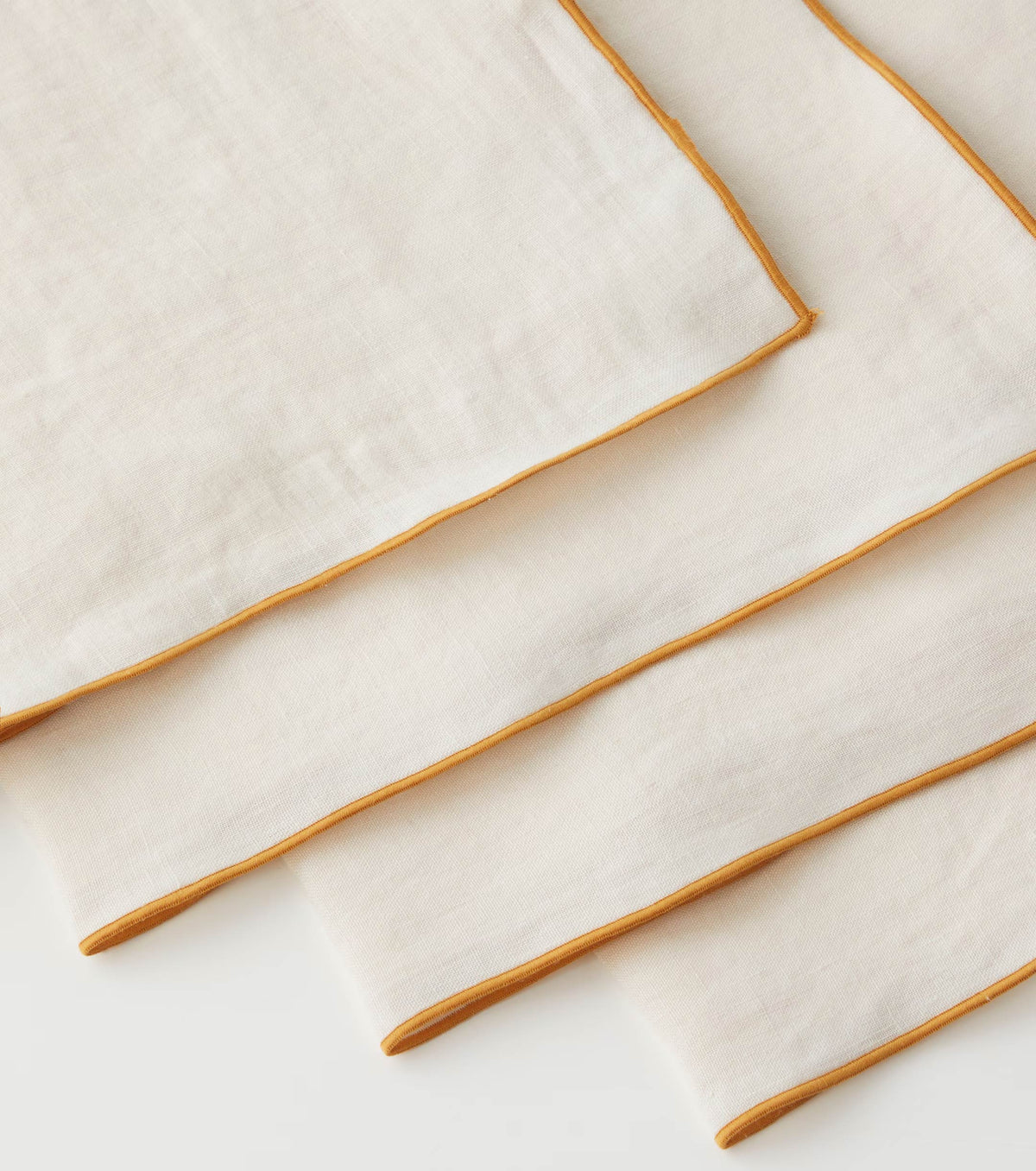 White Napkin w/ Gold Rolled Hem