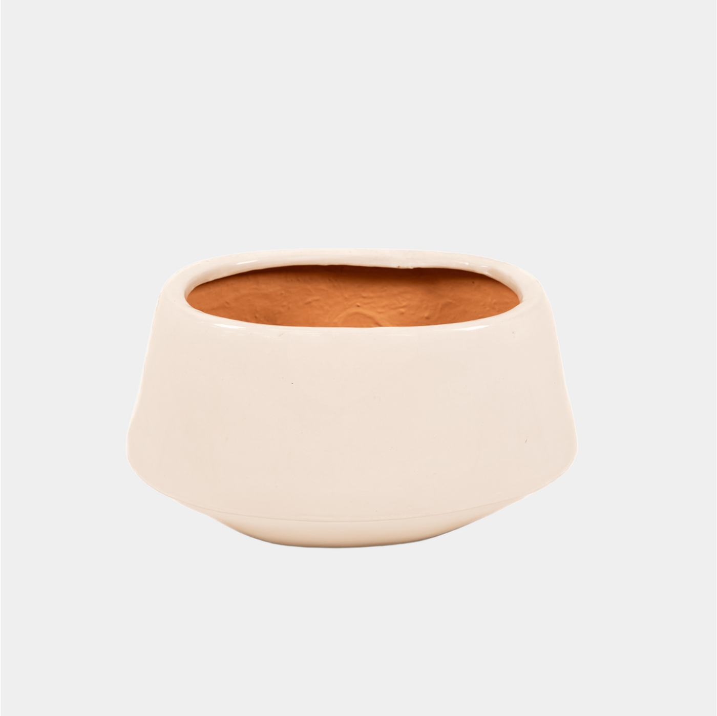 White Oval Terracotta Vase