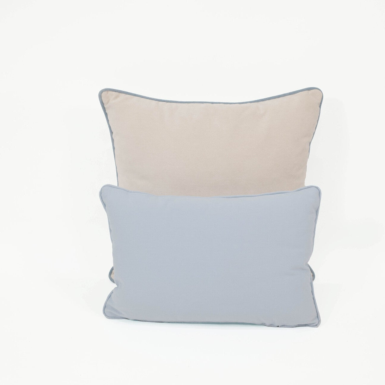 White Velvet Cushion w/ Blue Border