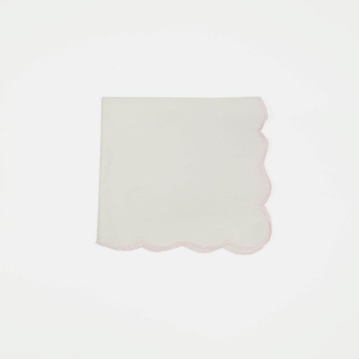 Scalloped Napkin White/Pink - slim edge