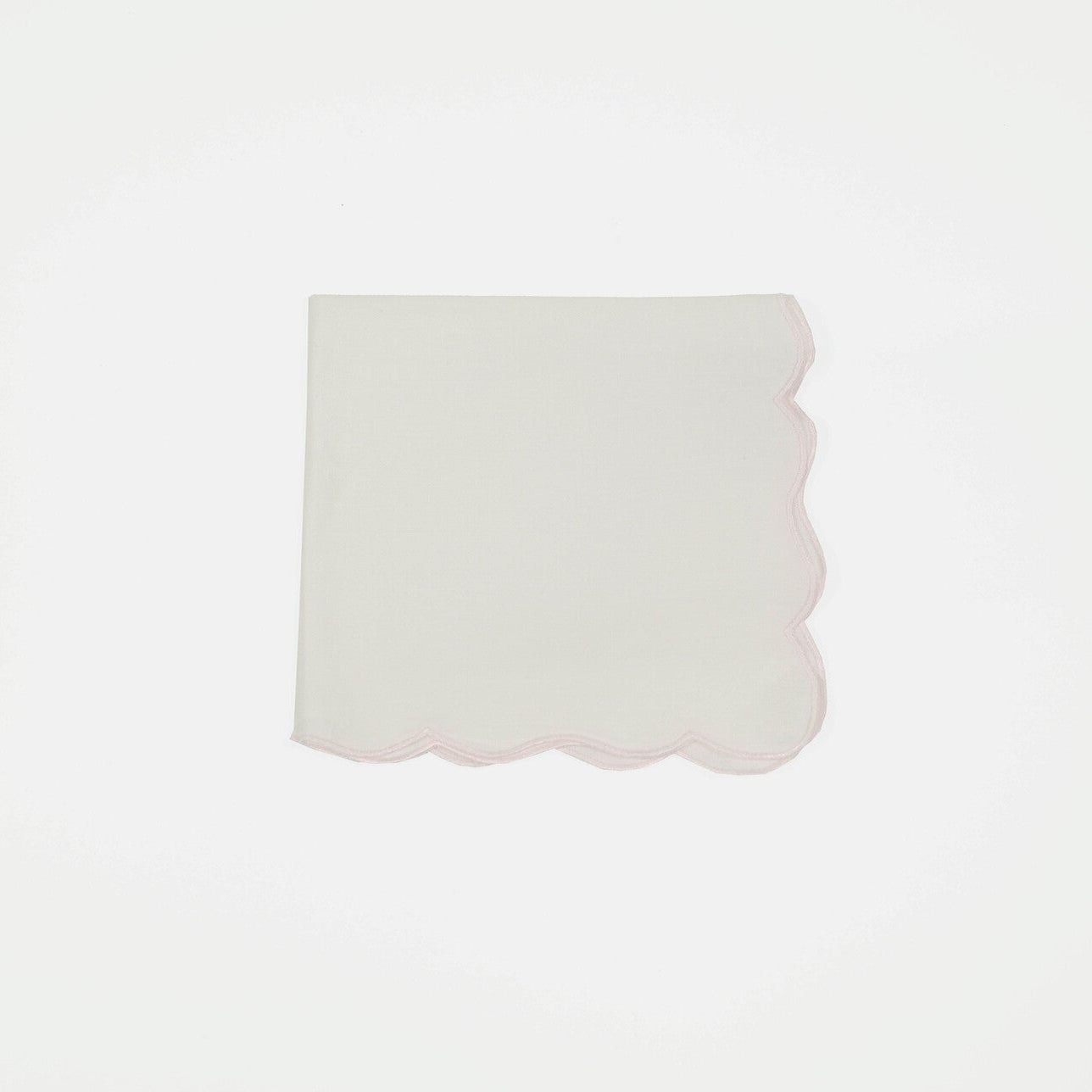 Scalloped Napkin White/Pink - slim edge