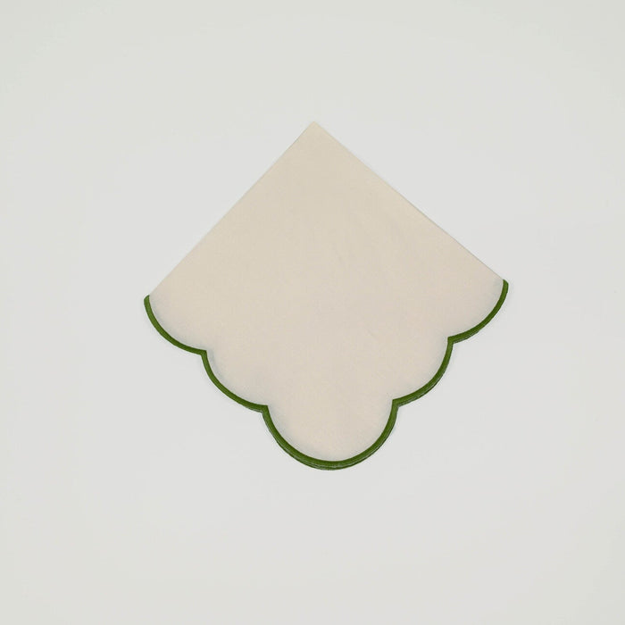 White/Green Scalloped Napkin