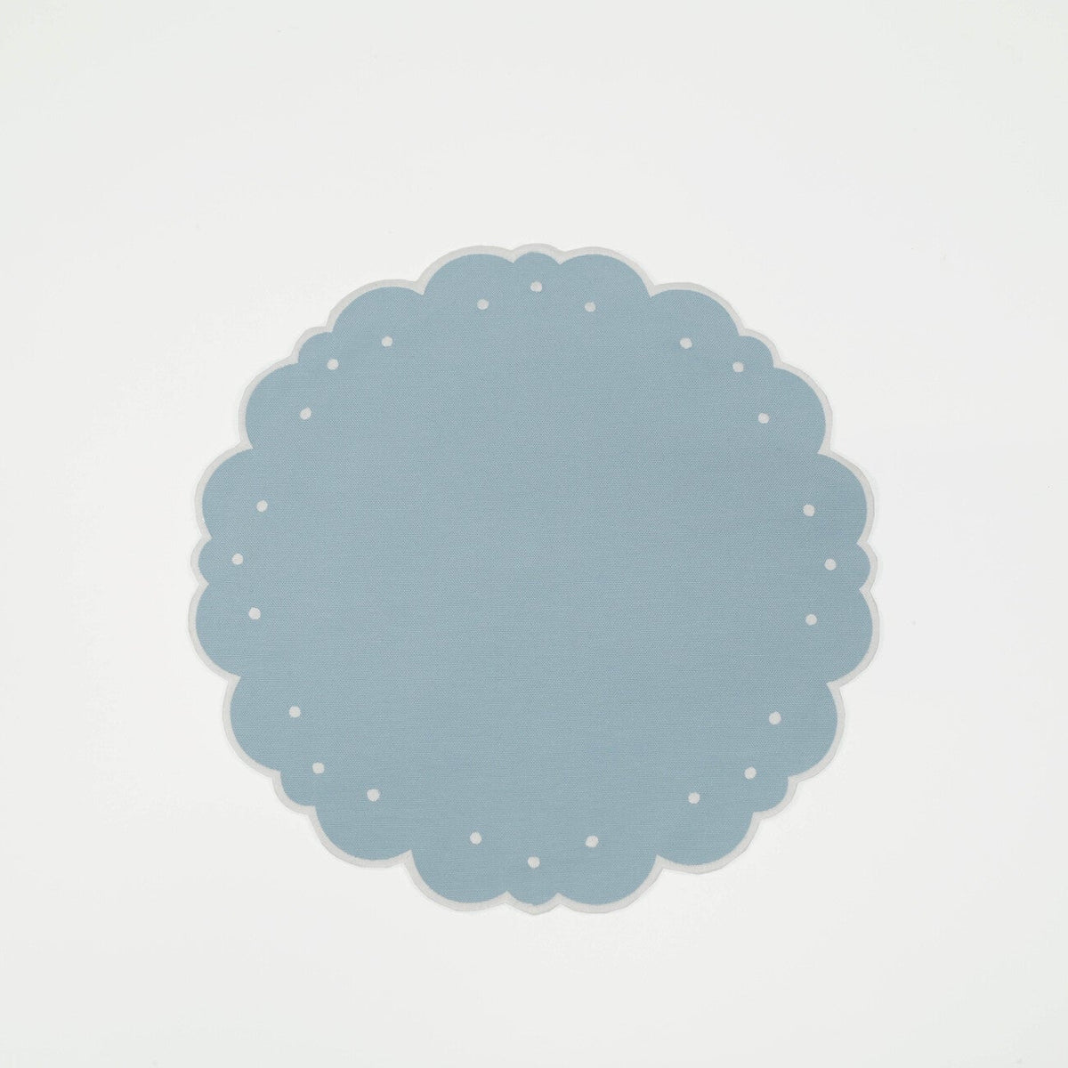 Light Blue Scalloped Placemat - w/ White Dotted Frame