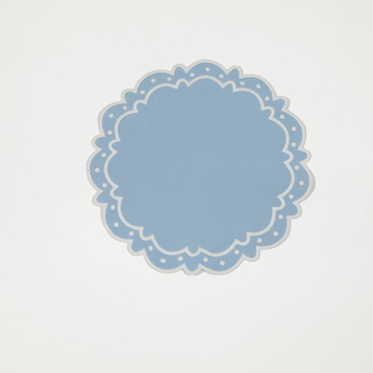 Light Blue Scalloped Placemat - w/ White Dotted Double Frame