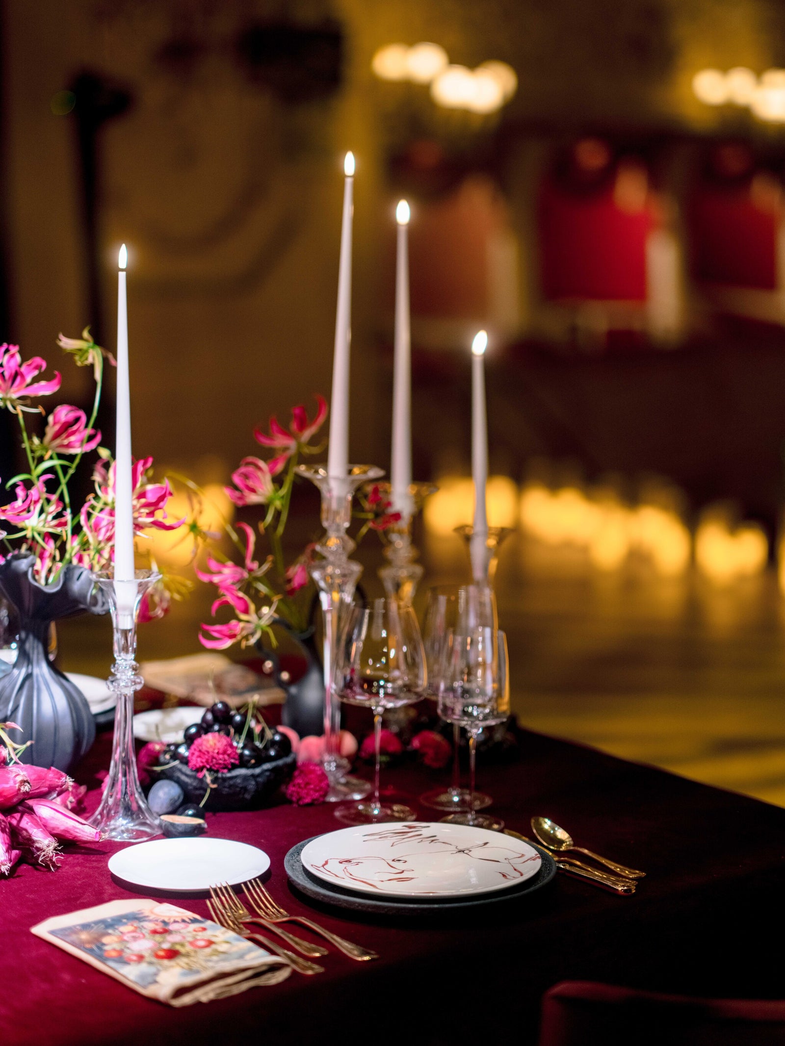 Red Velvet Tablecloth w/ Gold Tassle