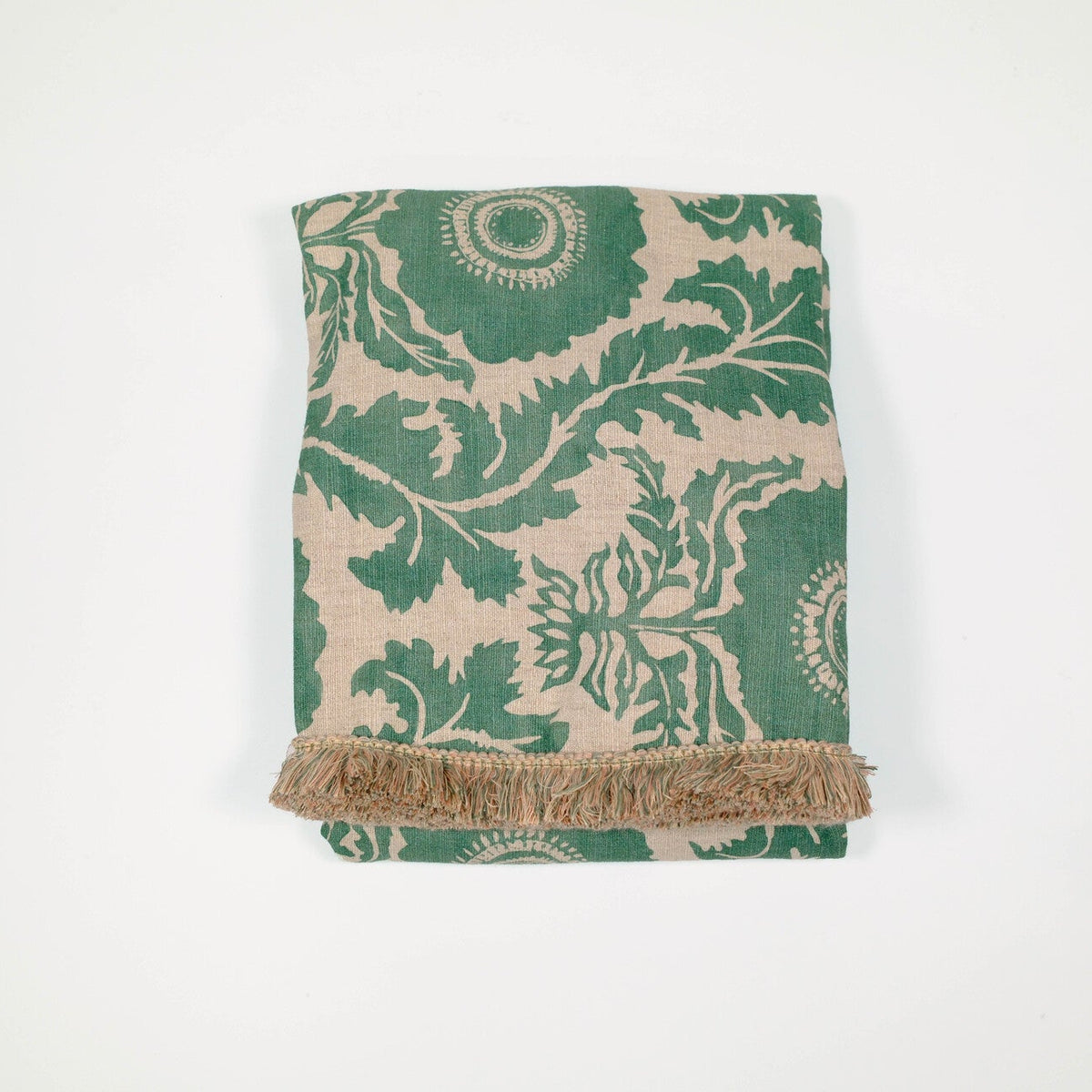 Embroidered Tablecloth - Green Garden - round