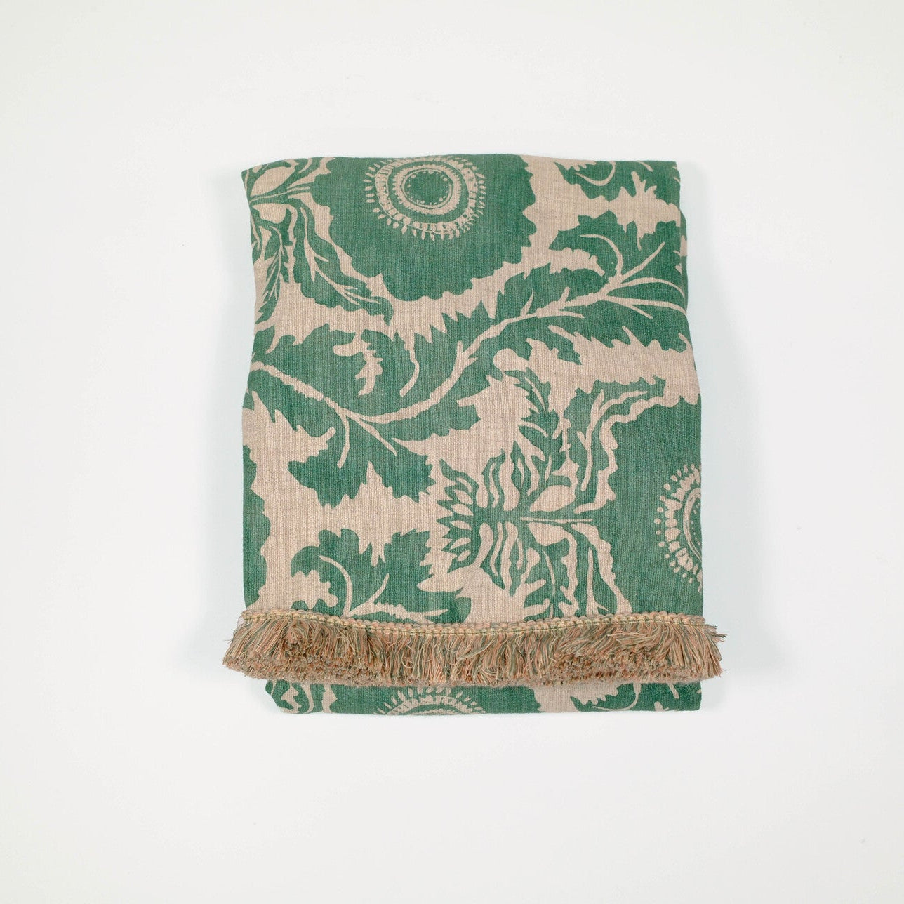 Embroidered Tablecloth - Green Garden - round