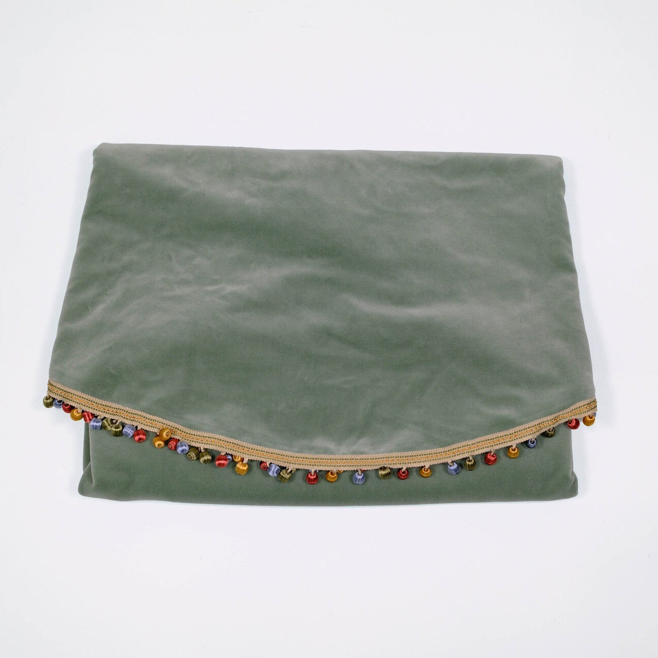 Green Velvet Tablecloth w/ Embroidered edge