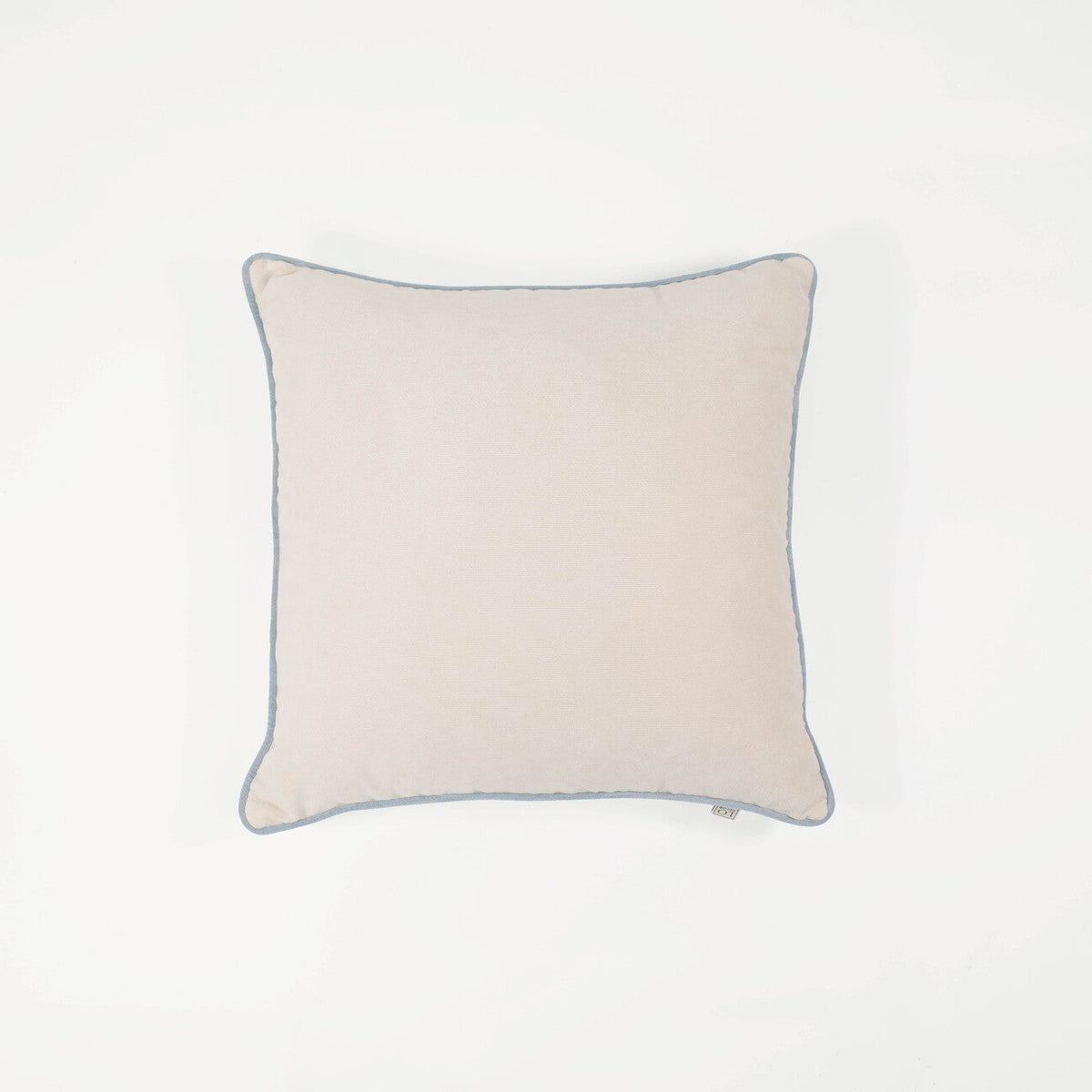 White Velvet Cushion w/ Blue Border