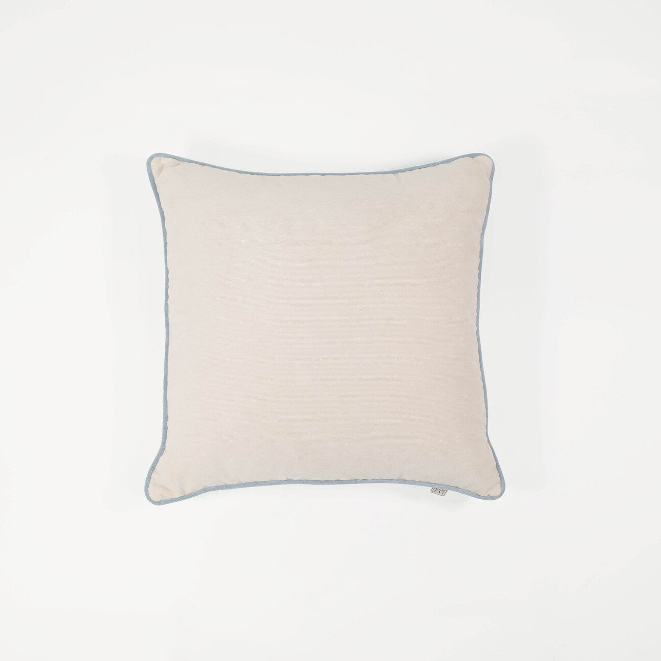 White Velvet Cushion w/ Blue Border