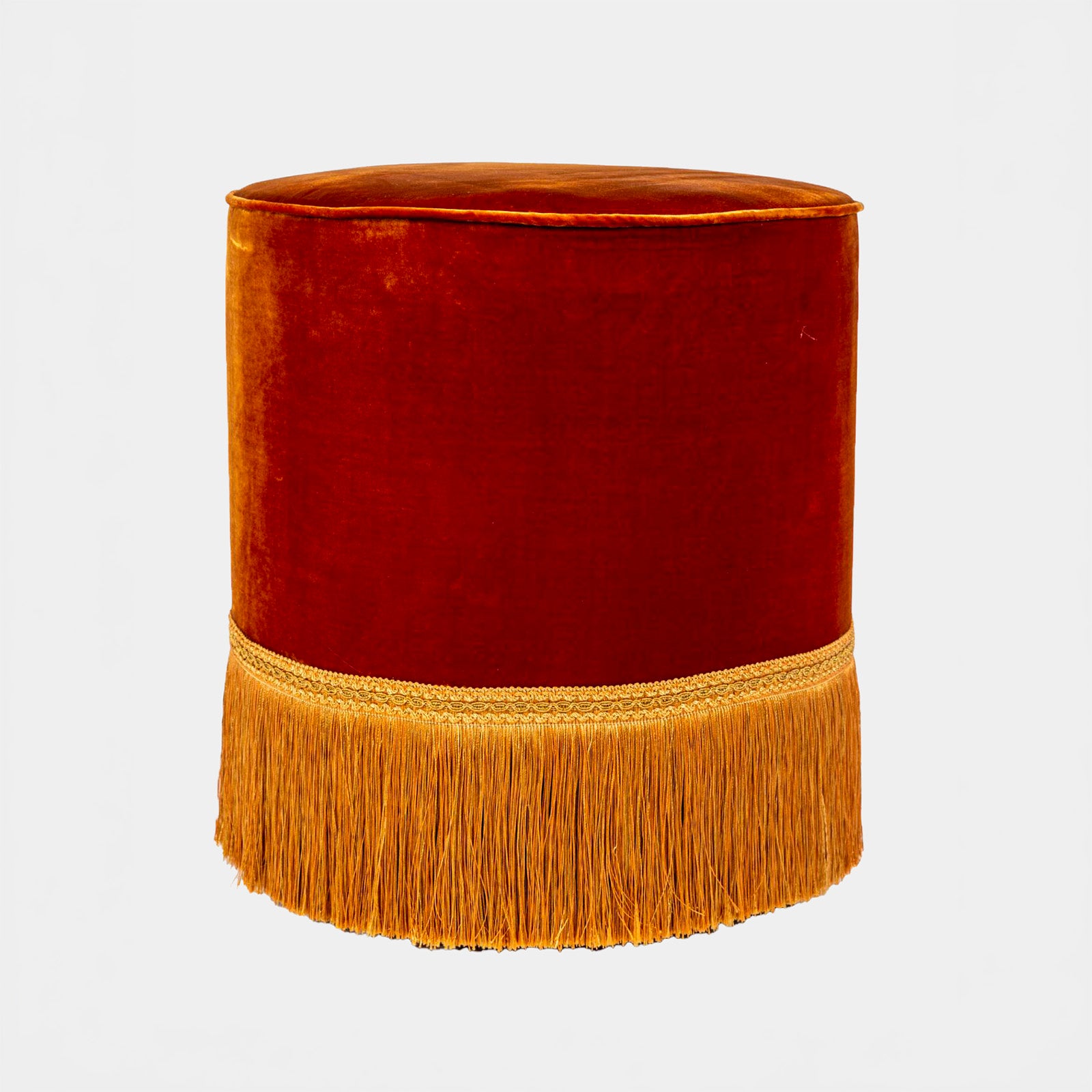 Orange Velvet Pouf