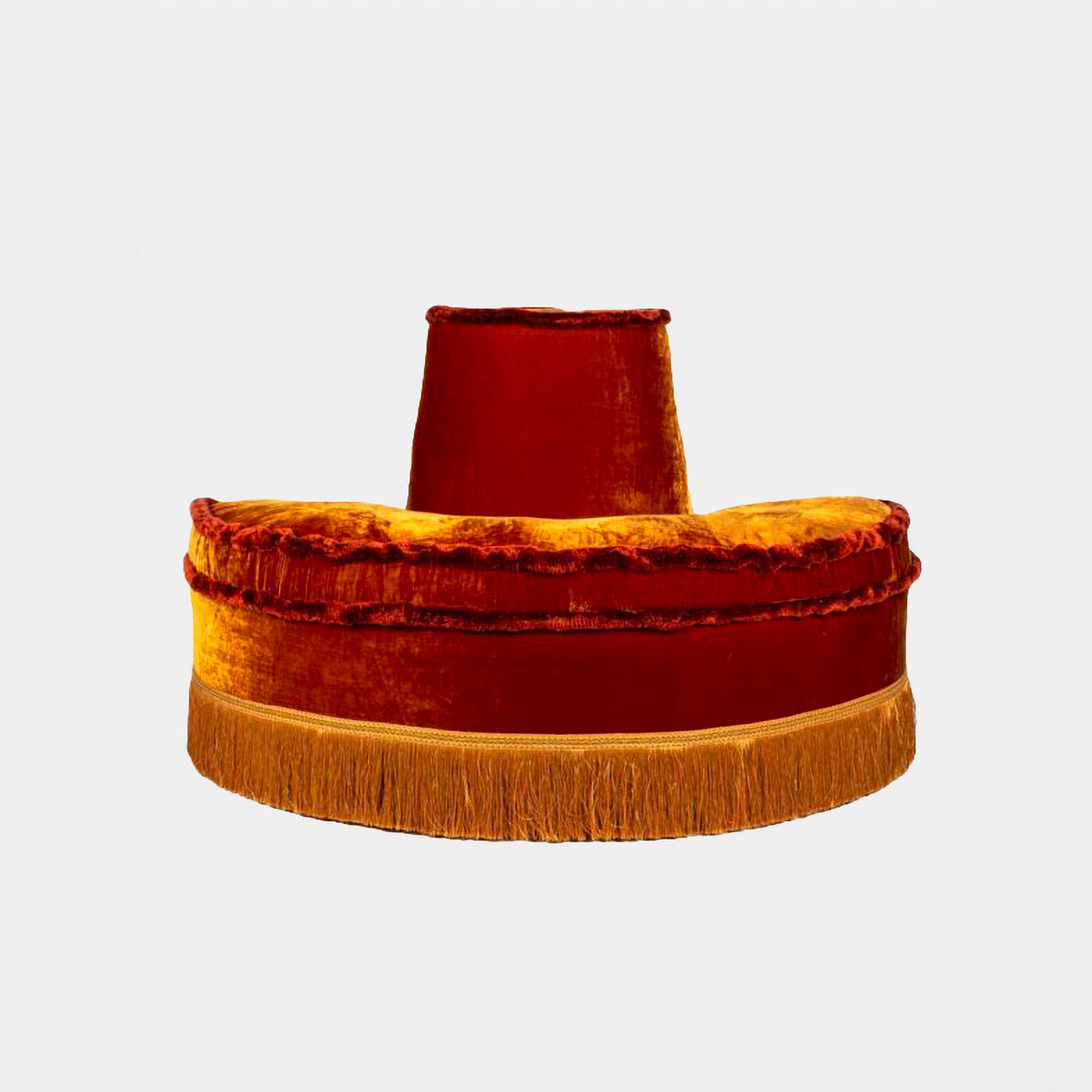 Orange semicircle Velvet Pouf w backrest