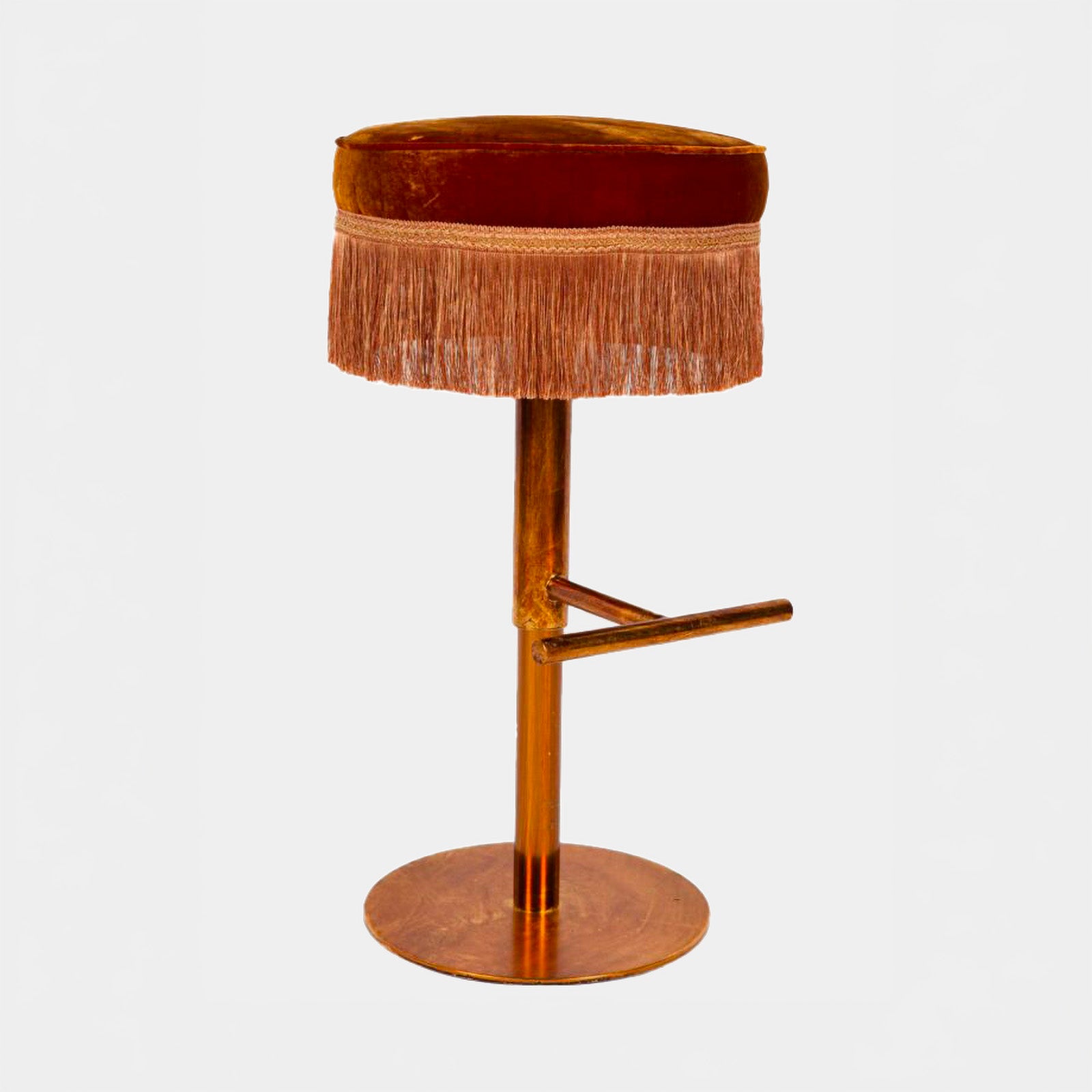 Orange Velvet Bar Stool