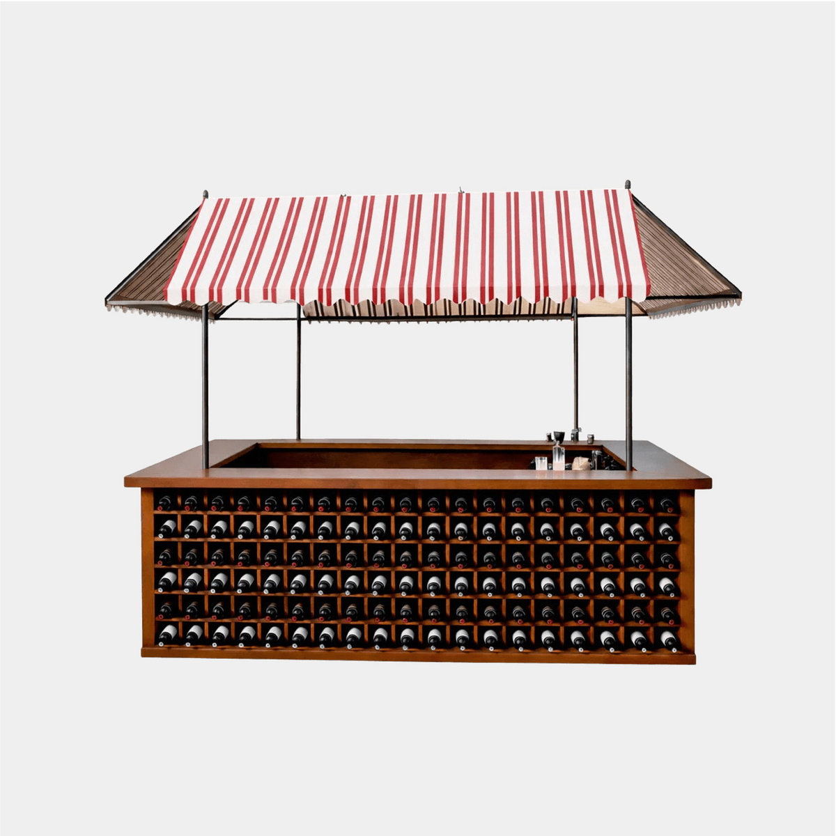 Wood Bar w / bottle rack / lights & curtains