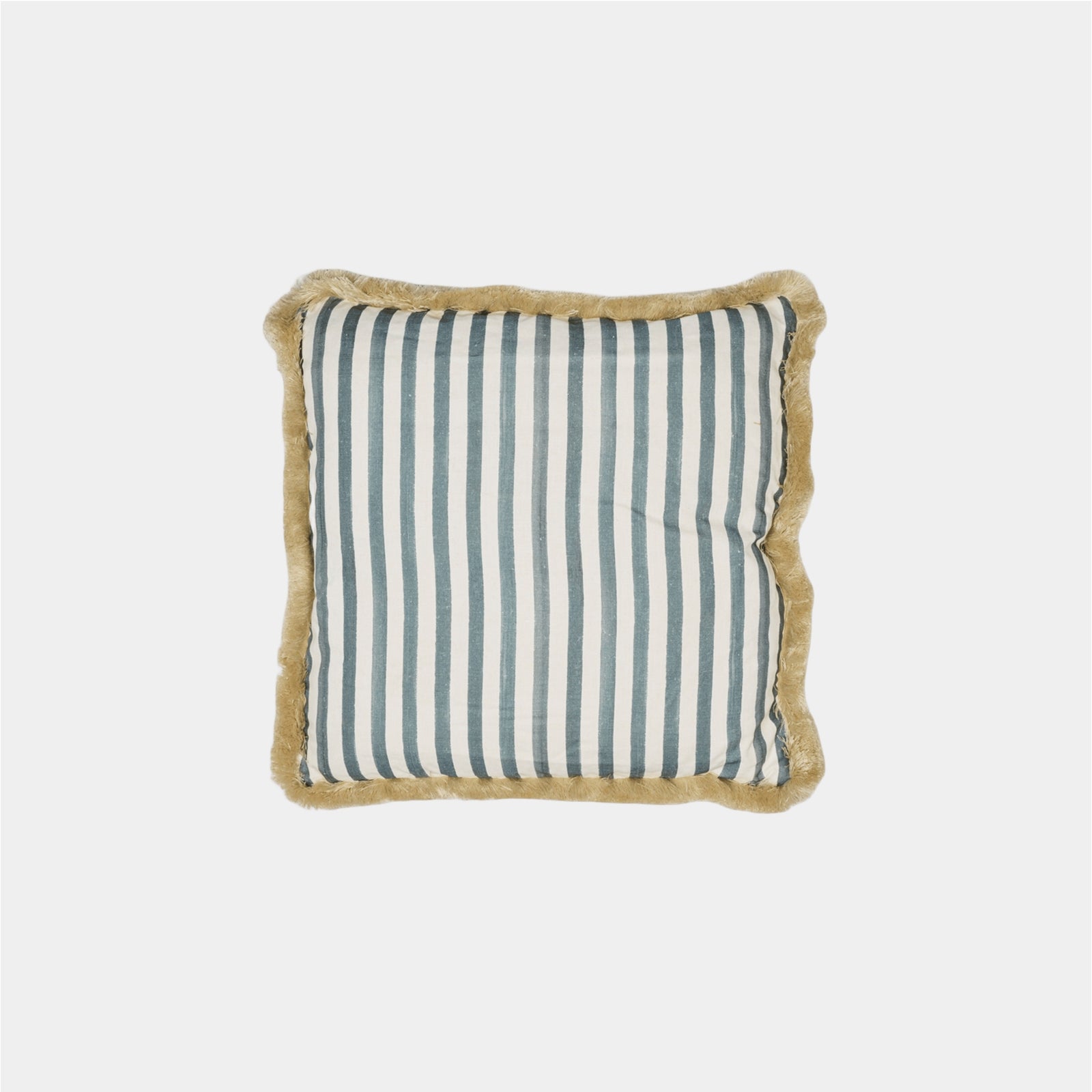 Artist brush narrow stripe cushion w/fringe petrol S